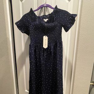 Navy Polka Dot Maternity Dress